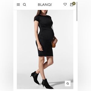 BLANQI EVERYDAY Maternity Cap Sleeve Crew Neck Dress Black New L/XL